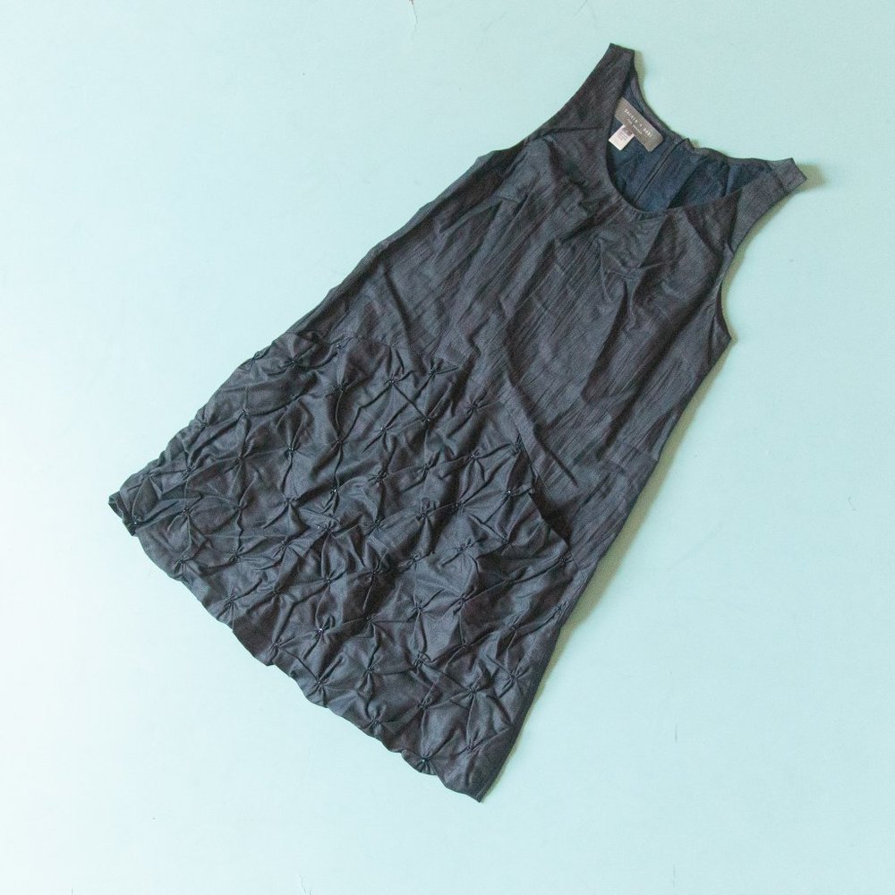 Sachin and Babi for Ankasa Dark Gray Sleeveless Tufted Quilted Mini Dress Sz 6